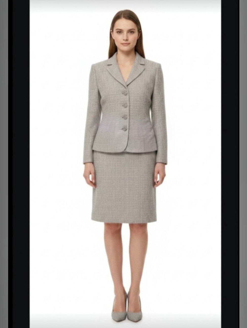 TAHARI! STUNNING PINK, CREAM, BEIGE/TAN NUBBY 2 PC SKIRT & JACKET SUIT SET! 6P